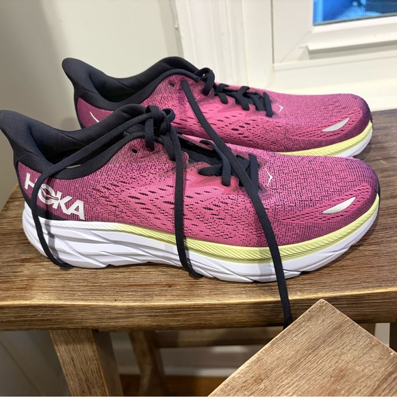 Hoka Shoes - LIKE NEW Hoka Clifton 8.5 b Color Blue Graphite/ Ibis Rose